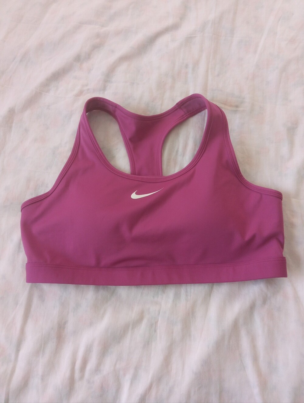 Nike Magenta Racerback Sports Bra with White Swoosh